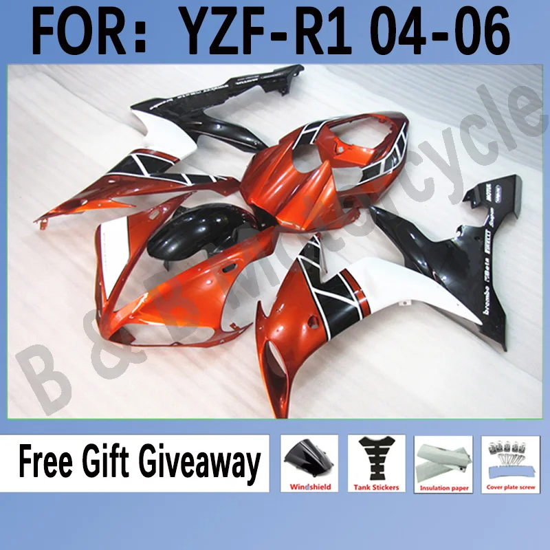 

Motorcycle Fairing kit fits Yamaha YZF-R1 2004 2005 2006 YZF1000 04 05 06 Fairing Orange white motorcycle Bodywork