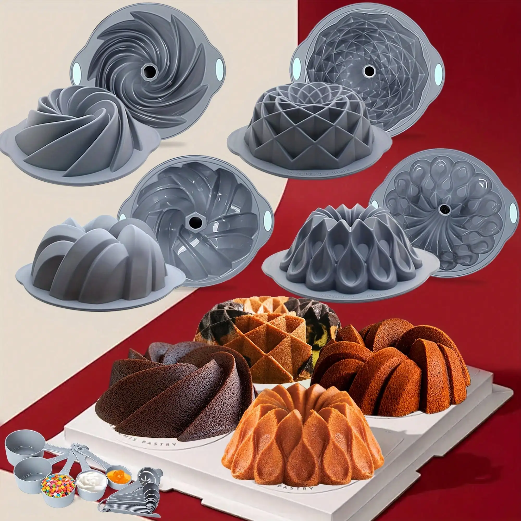 20-Pack Premium Silicone Cake Pans – Non-Stick, Easy-Release, Versatile Molds for Baking Cakes, Brownies, Flan, and Meatloaf in