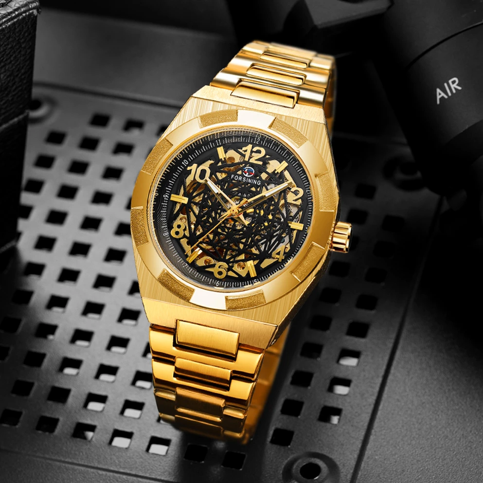 FORSINING Original Fashion man 2025 Watch Steel Skeleton Mechanical Automatic Movement Wrist Watches Vintage Elegant Male Clock