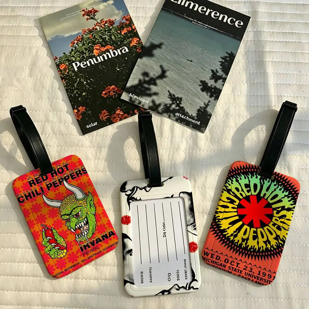 R-Red Hot C-Chili Peppers PVC Anti lost Luggage Identifier Tag Removable Information Card Holder Travel Baggage Tag
