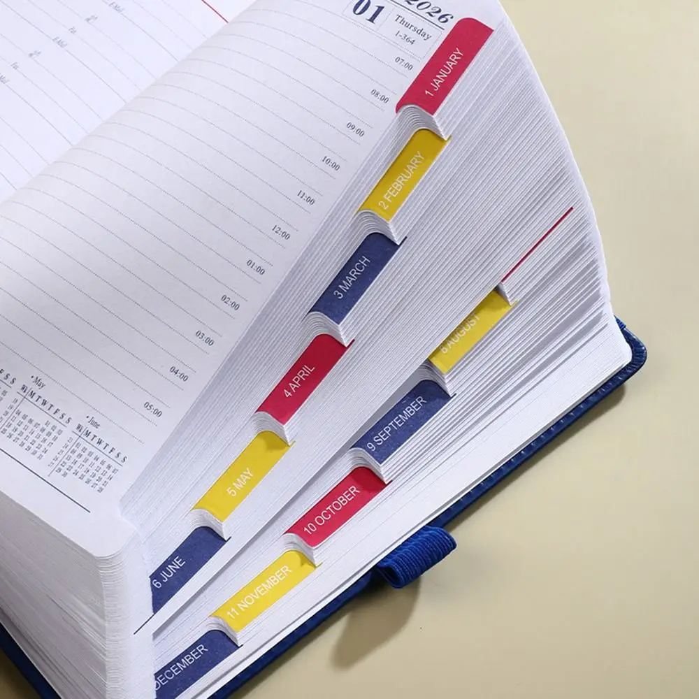 ภาษาอังกฤษ 2026 Schedule Planner Notepad สวมใส่บุ๊คมาร์ค A5 Agenda Planning Notebook กระดาษหนาแบบพกพา