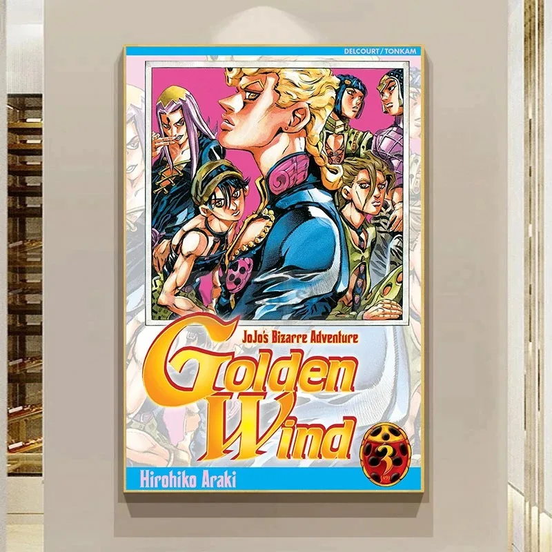 ملصق ومطبوعات فكاهية يابانية كلاسيكية لمغامرات الرياح الذهبية الغريبة ، لوحة قماشية ، صور فنية جدارية ، ديكور المنزل والغرفة #5