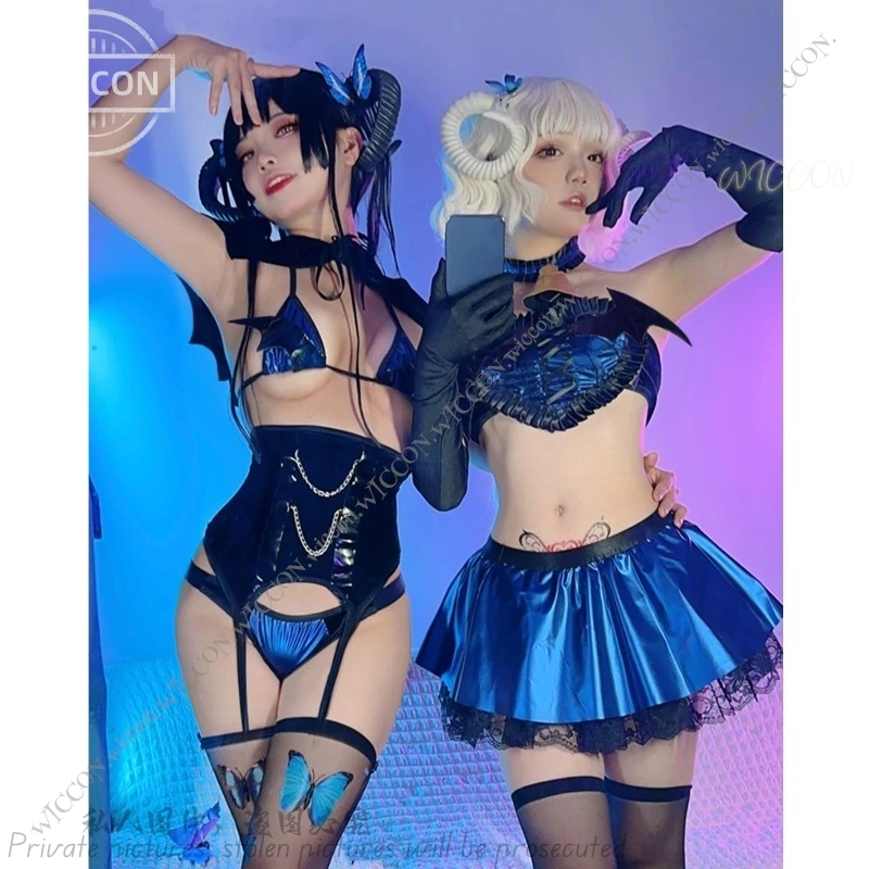 

Succubus Cat Cape Two Dimensions Cat Cosplay Costume Lolita Woman Little Devil Koakuma Seduce Bikini Sexy Set Dress Halloween