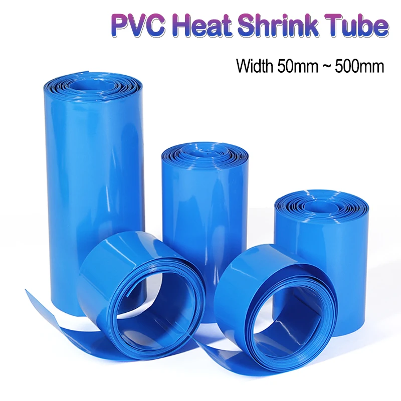 1m/5m Blue PVC Heat Shrink Tube Width 50mm ~ 500mm 18650 Lipo Battery Pack Insulated Cable Sleeve Protection Battery Film Wrap