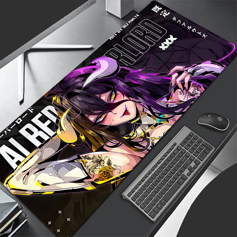 Purple Sexy Anime Girls Mouse Pad Laptop Overlord Albedo Keyboard Rug XXL New Kawaii Non Slip Mousepad PC Gamer Cabinet Desk Mat