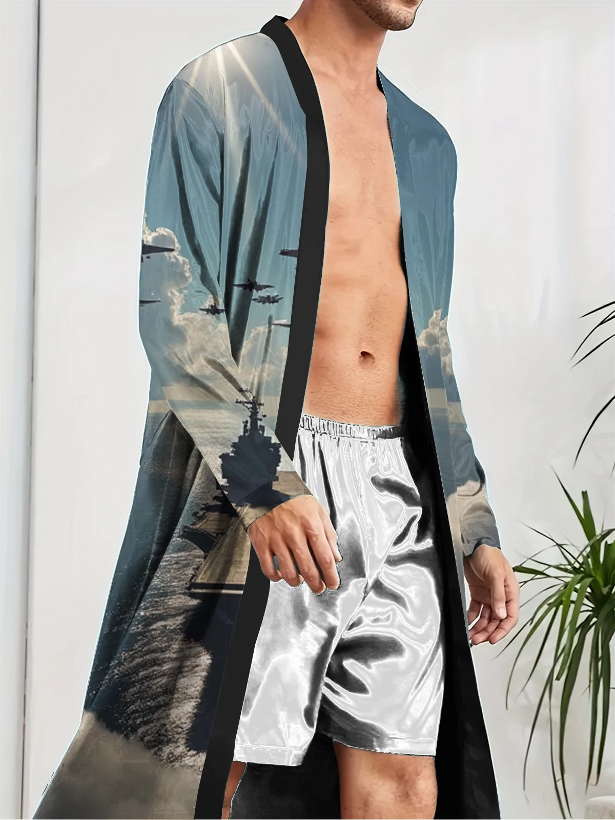 1pcs Men's Robes 2026 Spring/Summer 3D Printed Sleepwear bath robe dressing gown Bathrobe man Graphic Breathable Bathrobe men