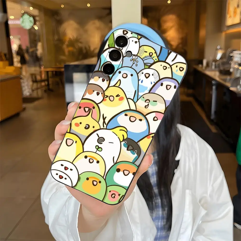 Niedliche Cartoon-Papagei-Handyhülle für Samsung S26 S25 Edge S24 S23 S22 Ultra Plus Fe A57 A37 A17 A56 5G Silikonhülle