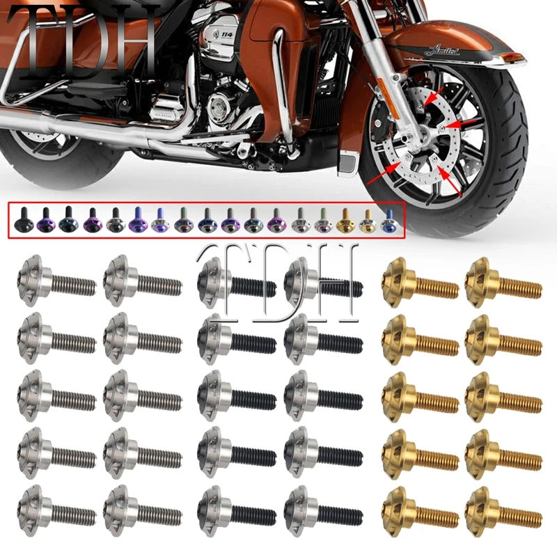 For Harley FLT Touring Bagger Trike Motorcycle Brake Disc Mount Bolt Rotor Screw Bushing #41500020 #41500095 #41500018 #41500019