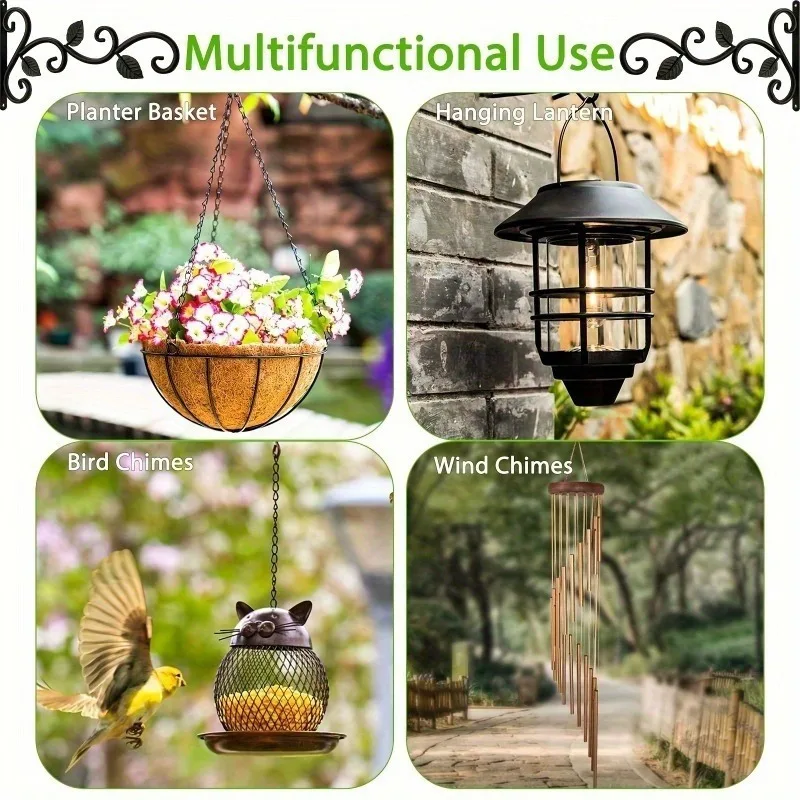 Iron Plant Hanging Rack2-4Personalized Retro Style Metal Hook Indoor Outdoor Flower Pot Hanger Basket Wall Mount Rack