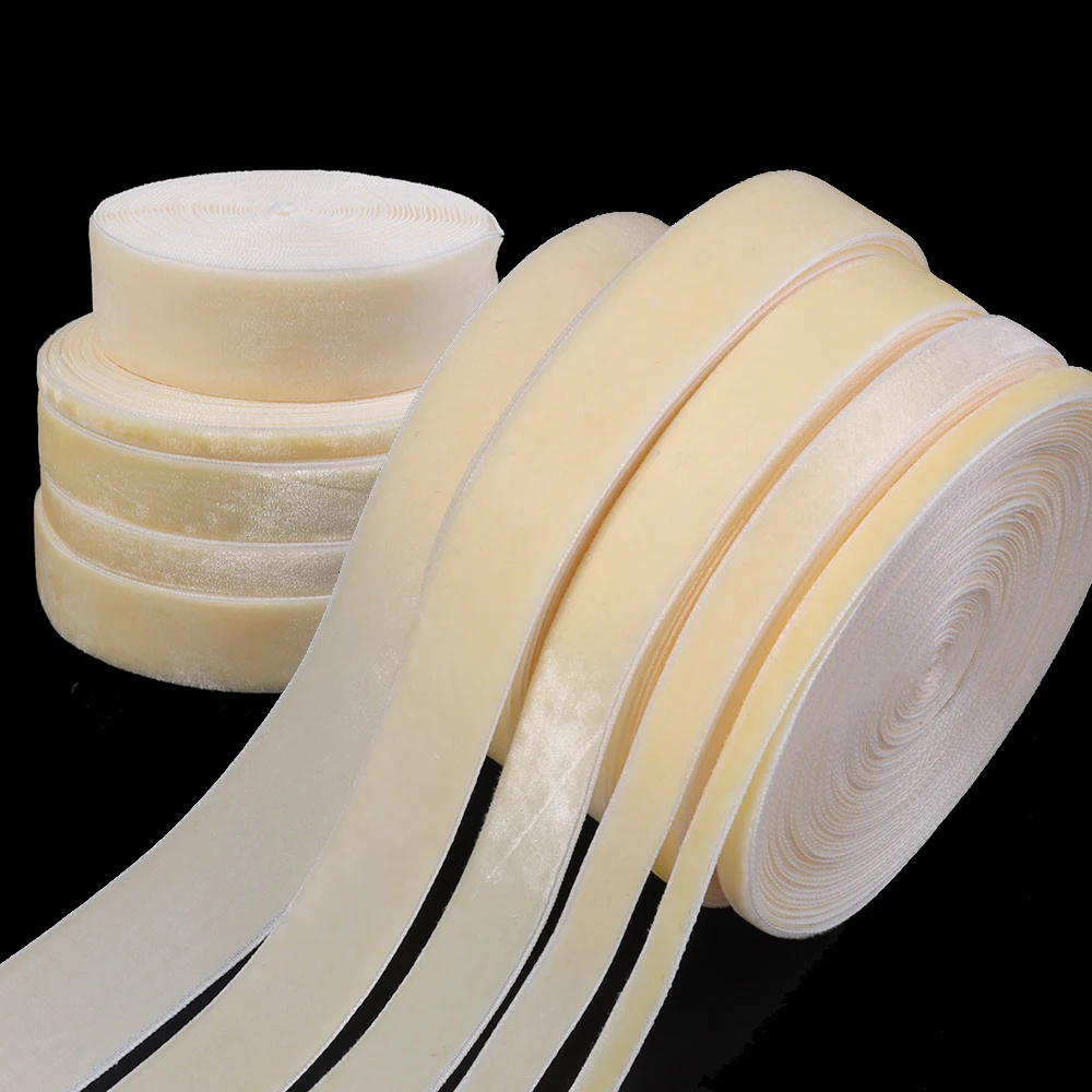 5–10 Yards/Rolle Beige Samtbänder Single Face Beflockung Gurtband für Weihnachten Hochzeit Party DIY Geschenke Verpackung Dekoration