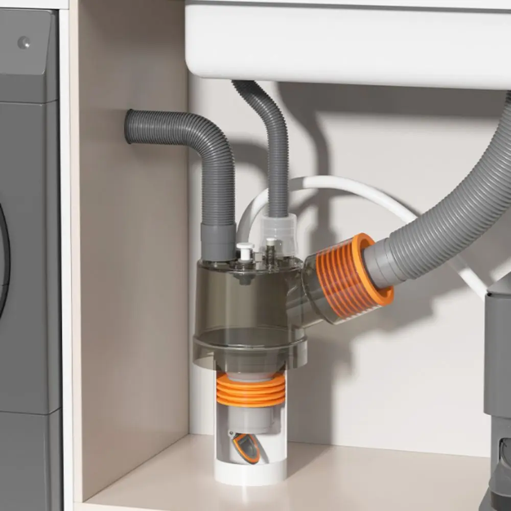 

Connects Three-Way Drain Pipe Diverter Triple Floor Drain Anti-Odor Connector Dryer