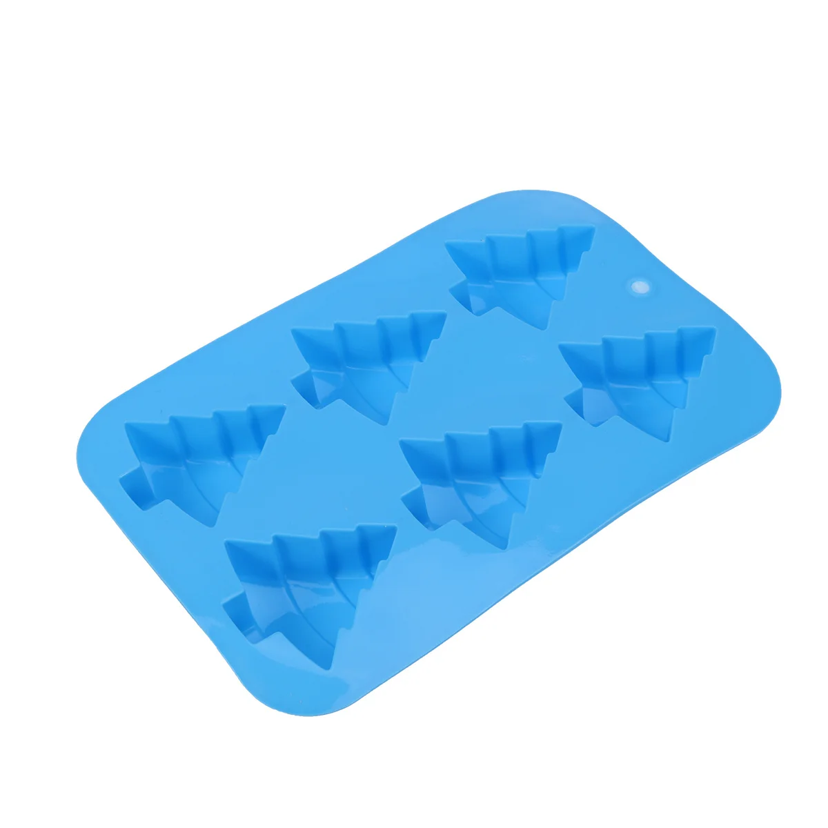 

6 Cavity Blue Silicone Christmas Tree Mold Baking Pan Non-Stick Oven Microwave Safe Flexible for DIY Desserts Chocolates Candies