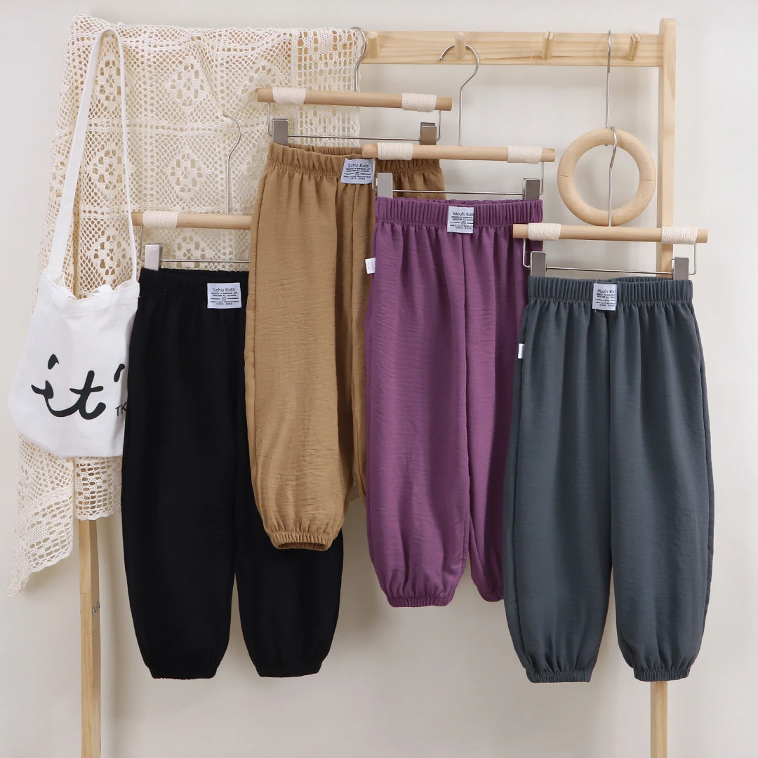 

1-12Y New Thin Pants Summer Mosquito Proof Boys Girls Children's Pants Thin Style Boys and Girls Wide Leg Loose Pants Wholesale