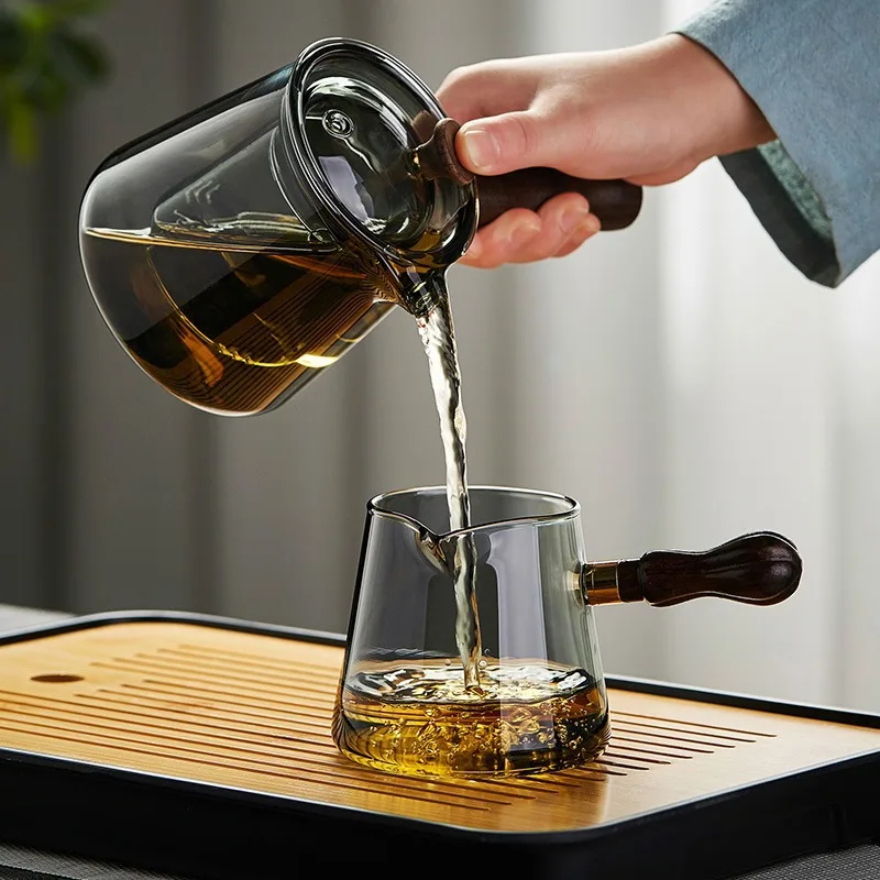 Side Handle Wooden Handle Glass Teapot Steaming And Boiling Dual-Use Japanese-Style Kettle High Borosilicate Gongfu Tea Set