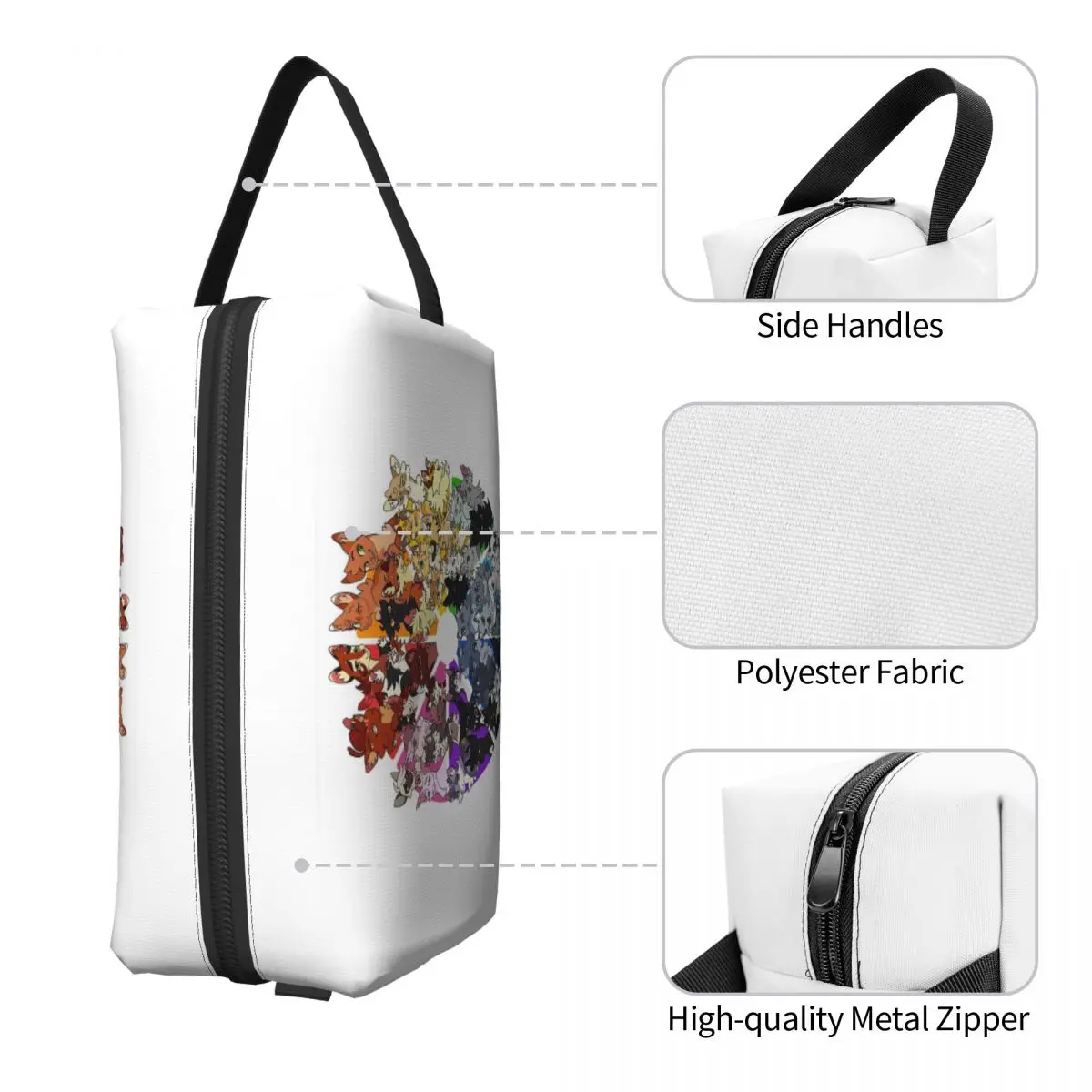 戦士猫カラーホイール化粧バッグ化粧品オーガナイザー収納 Dopp キットトイレタリー化粧品バッグ女性のための美容鉛筆ケース