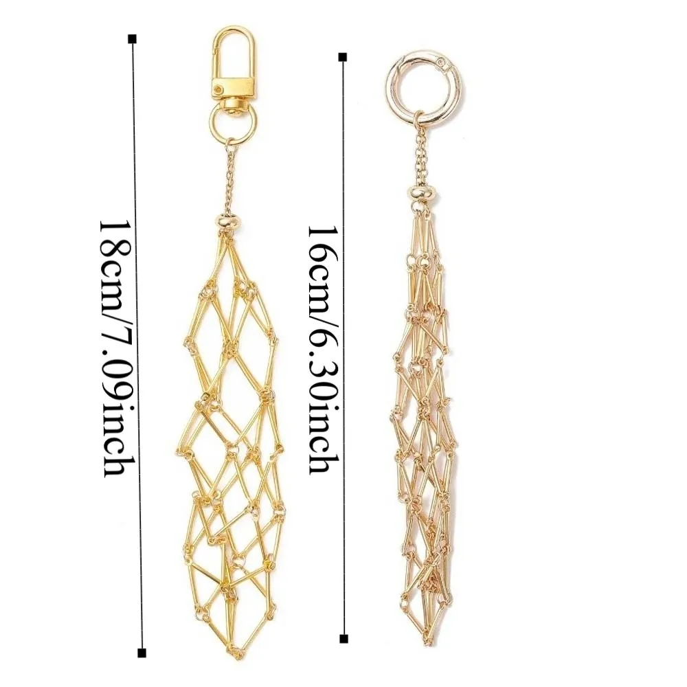 Tragbare Metallnetz-Lippenstifttasche, Mini-Silbernetzbeutel, Schlüsselanhänger, leicht, goldene Lippenstiftabdeckung, Schlüsselring, Make-up-Aufbewahrung – Detail 1