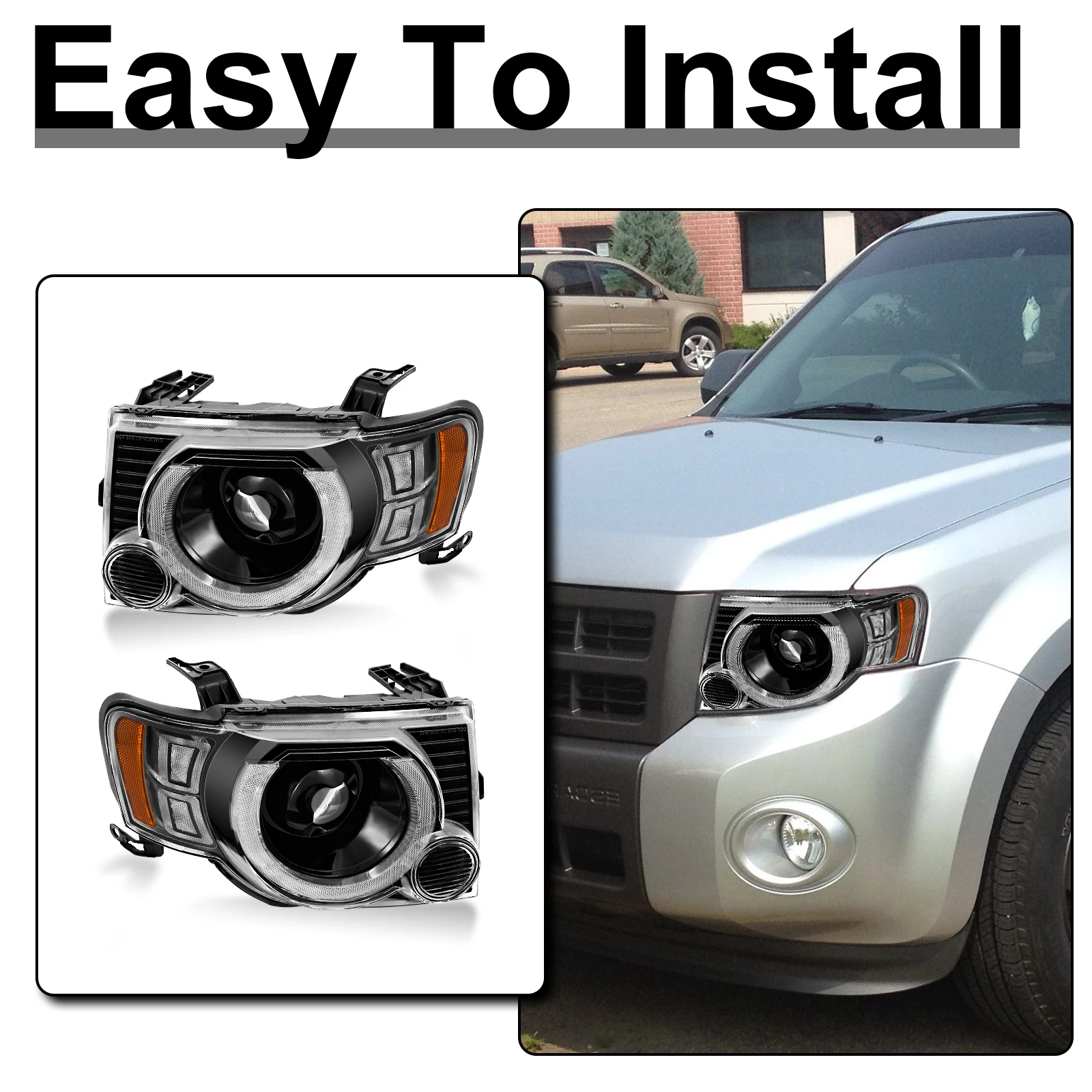 Lampu Depan DRL Desain Baru Grosir Lampu Depan LED Baru Kualitas Tinggi untuk Suku Cadang Mobil Ford Escape 2008-2012