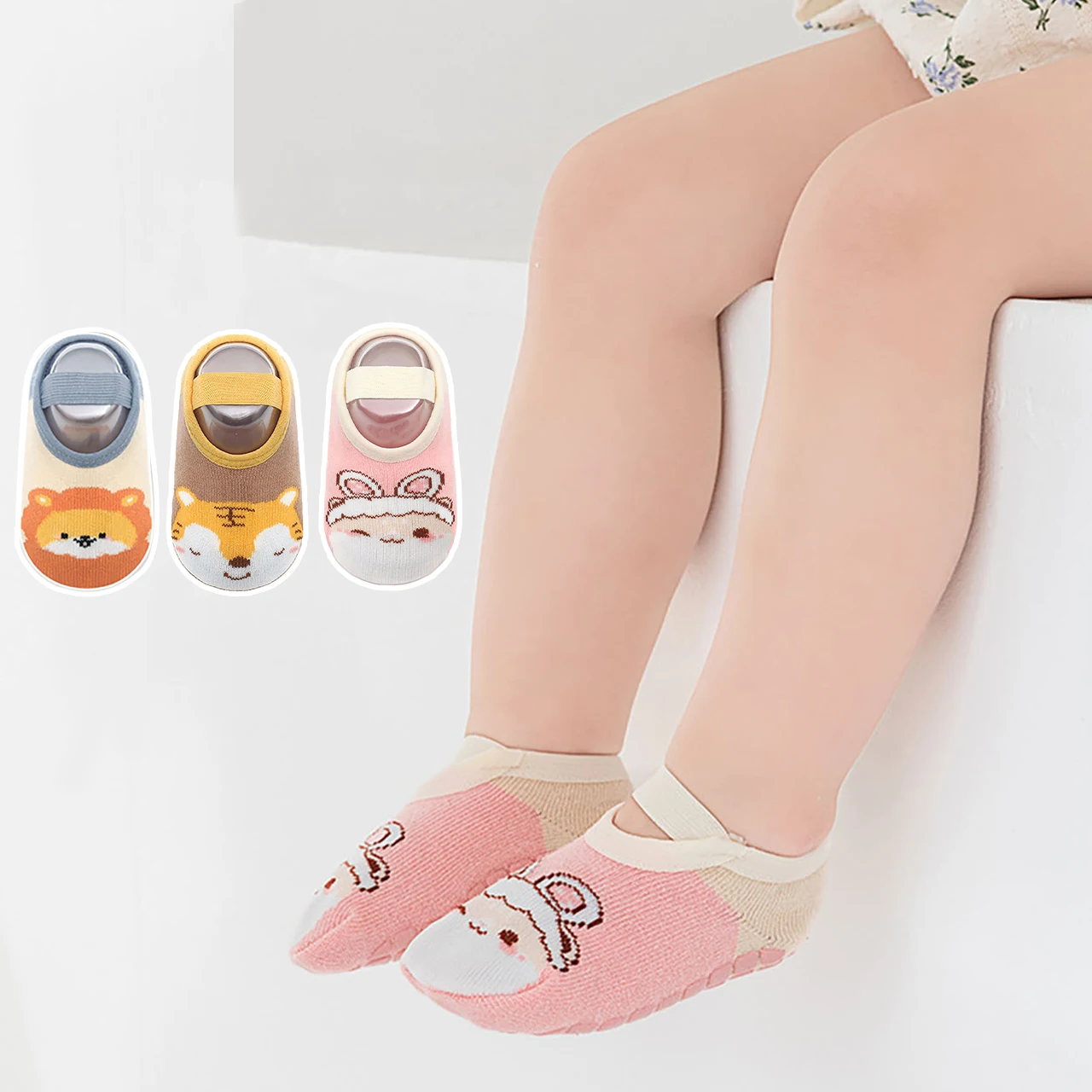 

Spring Autumn Baby Floor Socks with Elastic Straps Cute Cartoon Boy Girl Walking Socks Soft Cotton Toddler Kids Boat Socks