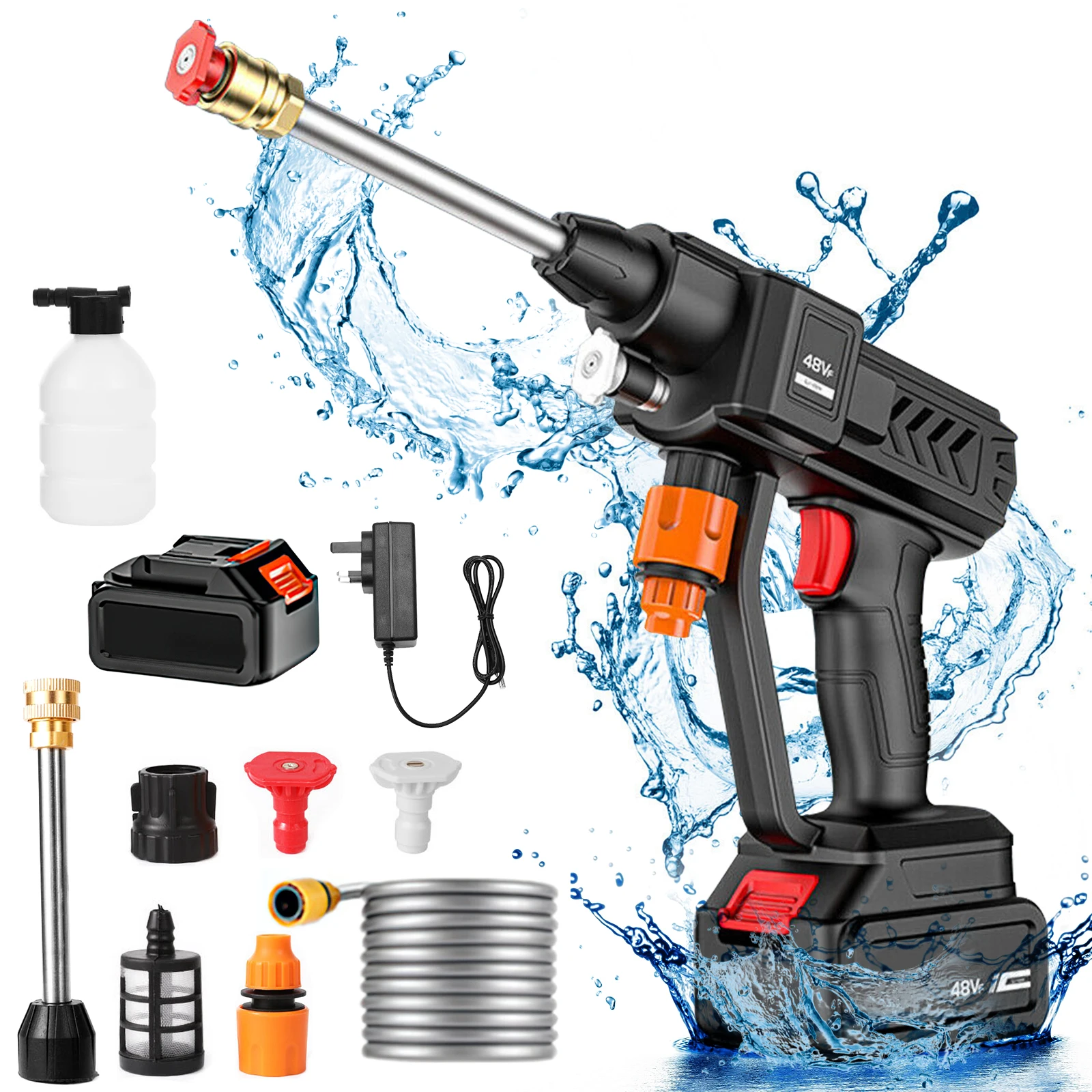 30Bar Cordless High Pressure Car Washer Spray Water Gun 200L/h Foam Generator Car Washing Machine for Home