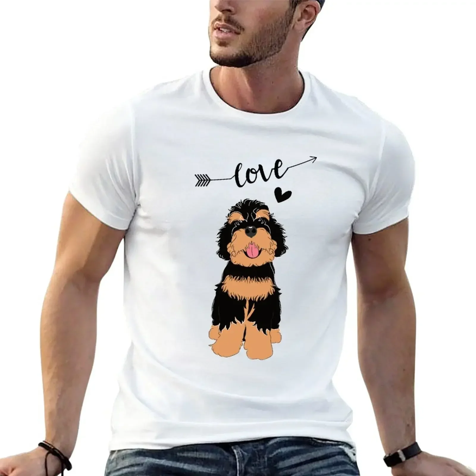 LOVE Phantom Bernedoodle T-Shirt vintage clothes customs tees big and tall t shirts for men heavyweight fashion Round Neck style