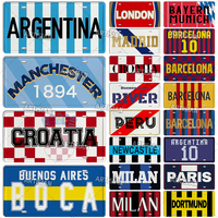 Artisian Ctiy License Plate MILAN Barcelona Madrid Country Metal Plaque Tottenham LIverpool Manchester Decortaive Car Sign Wall
