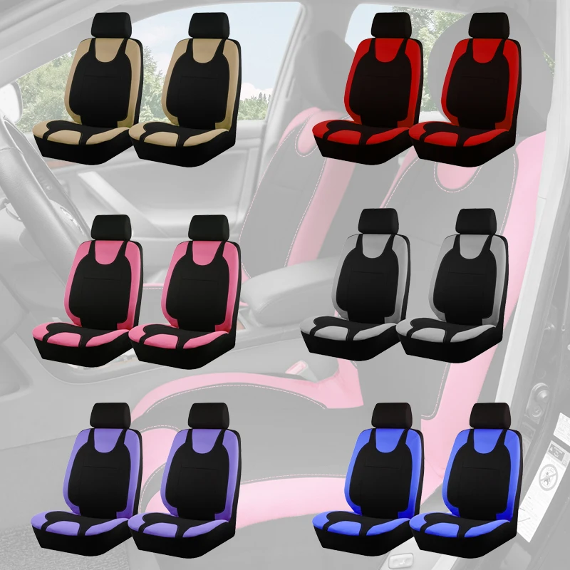 

Universal 2 Front Car Seat Covers Fit For Car SUV Truck Van Accessories Interior Breathable Polyester Mesh Fabric Seat Covers