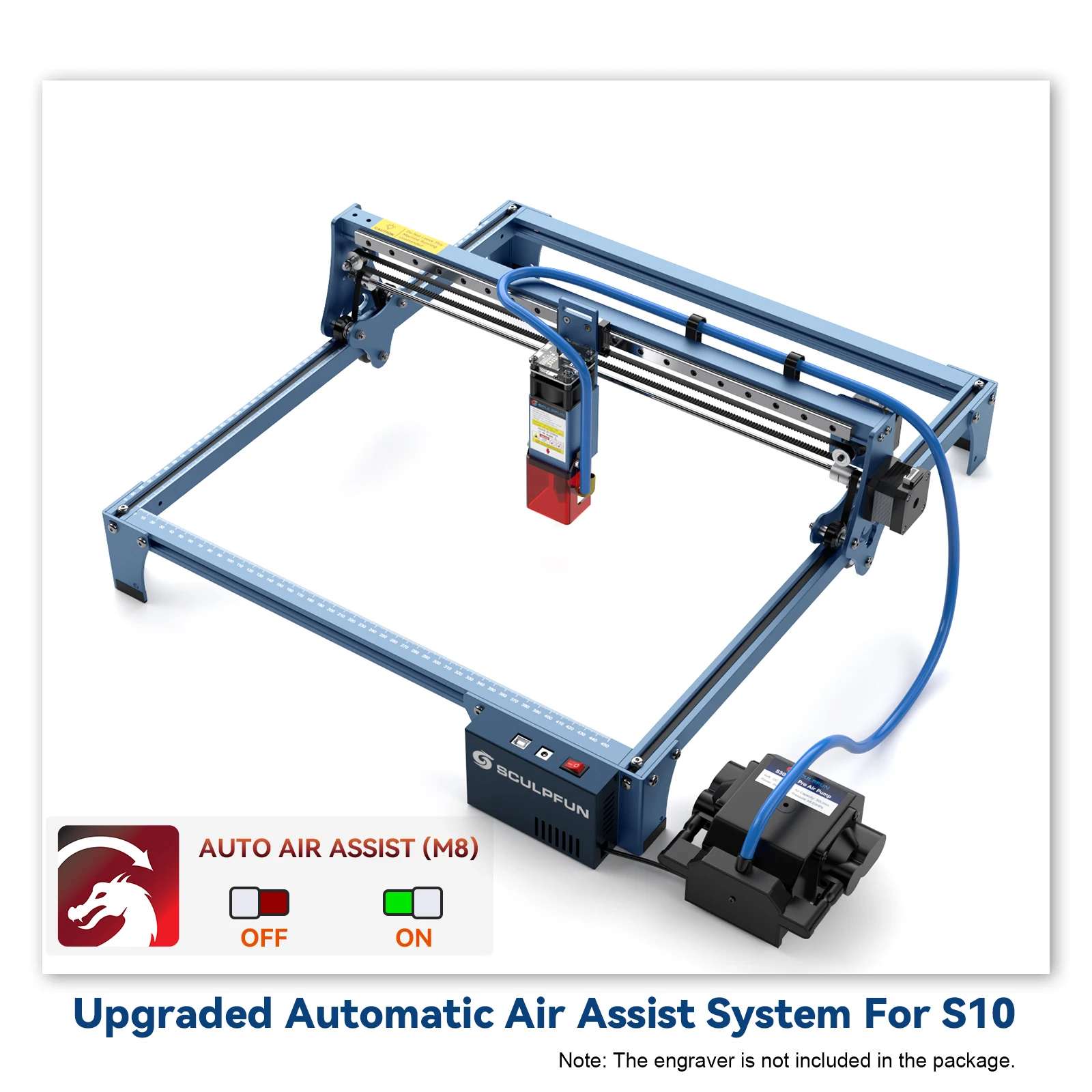 SCULPFUN Automatic Air Assist Kit with 30min/Min Automatic Air Pump Suitable for S9/S10 Laser Engraving Machine 32bit Air Assist