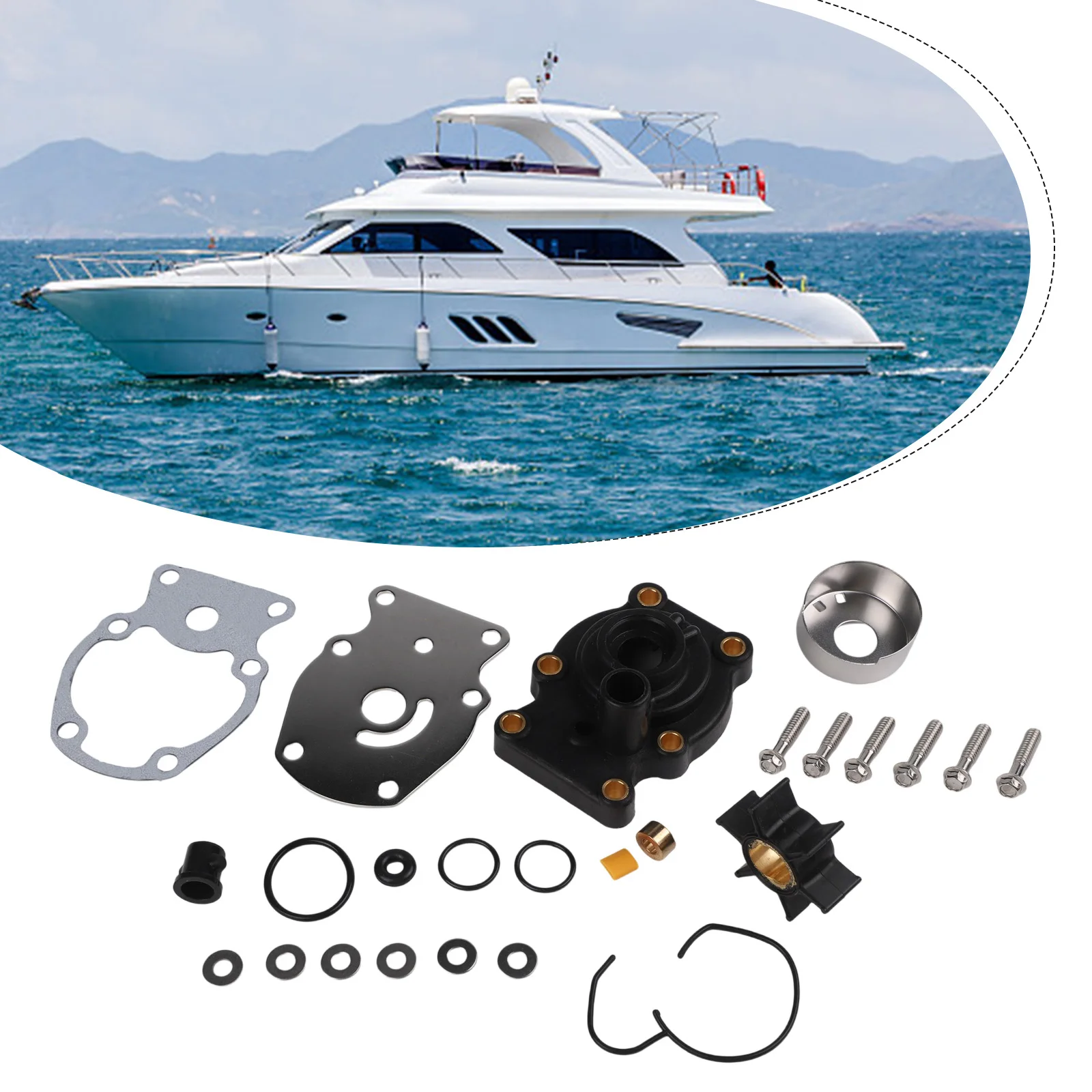 Water Pump Kit for Johnson and For Evinrude Outboard Motors 20 35HP Model 393630 Includes Impeller Housing and Necessary Gaskets