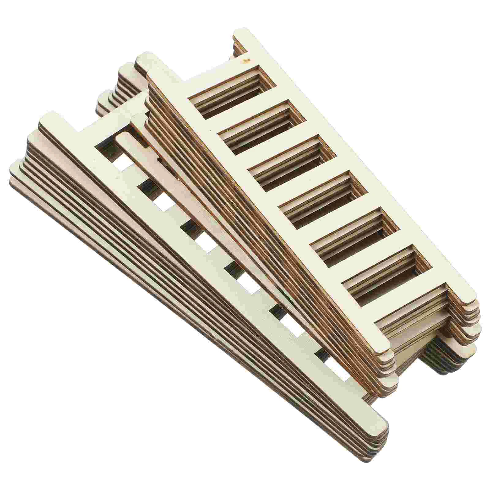 

20 Pcs Mini Stairs Ladder Wood Tiny Furniture Miniature Scene Models Decorative
