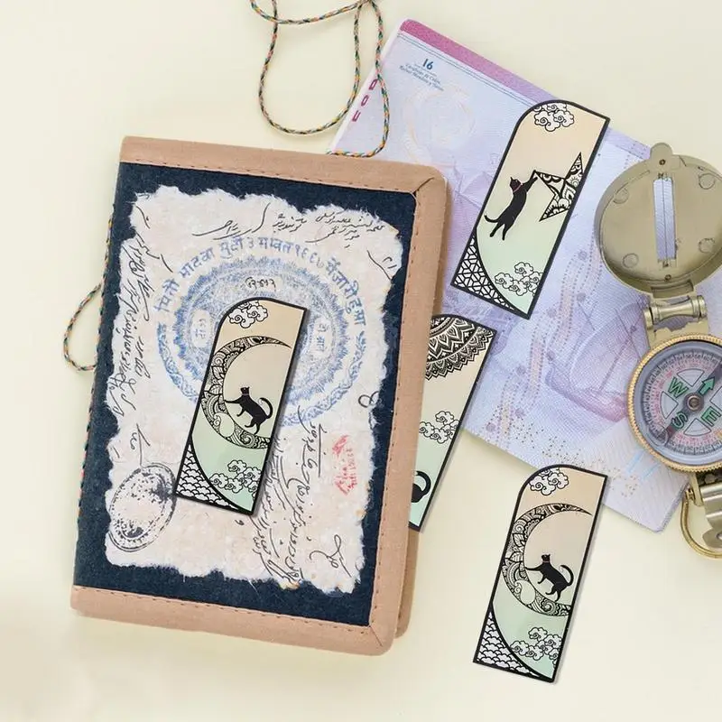 Black Cat Bookmark 6PCS Cartoon Animal Bookmark Cat Reading Bookmarks Retro Book Page Marks Page Marker Holiday Gifts