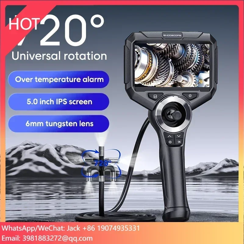 S50 5-inch IPS screen 1080P rigid endoscope 720 degree four ways rotation industrial video endoscope articulation