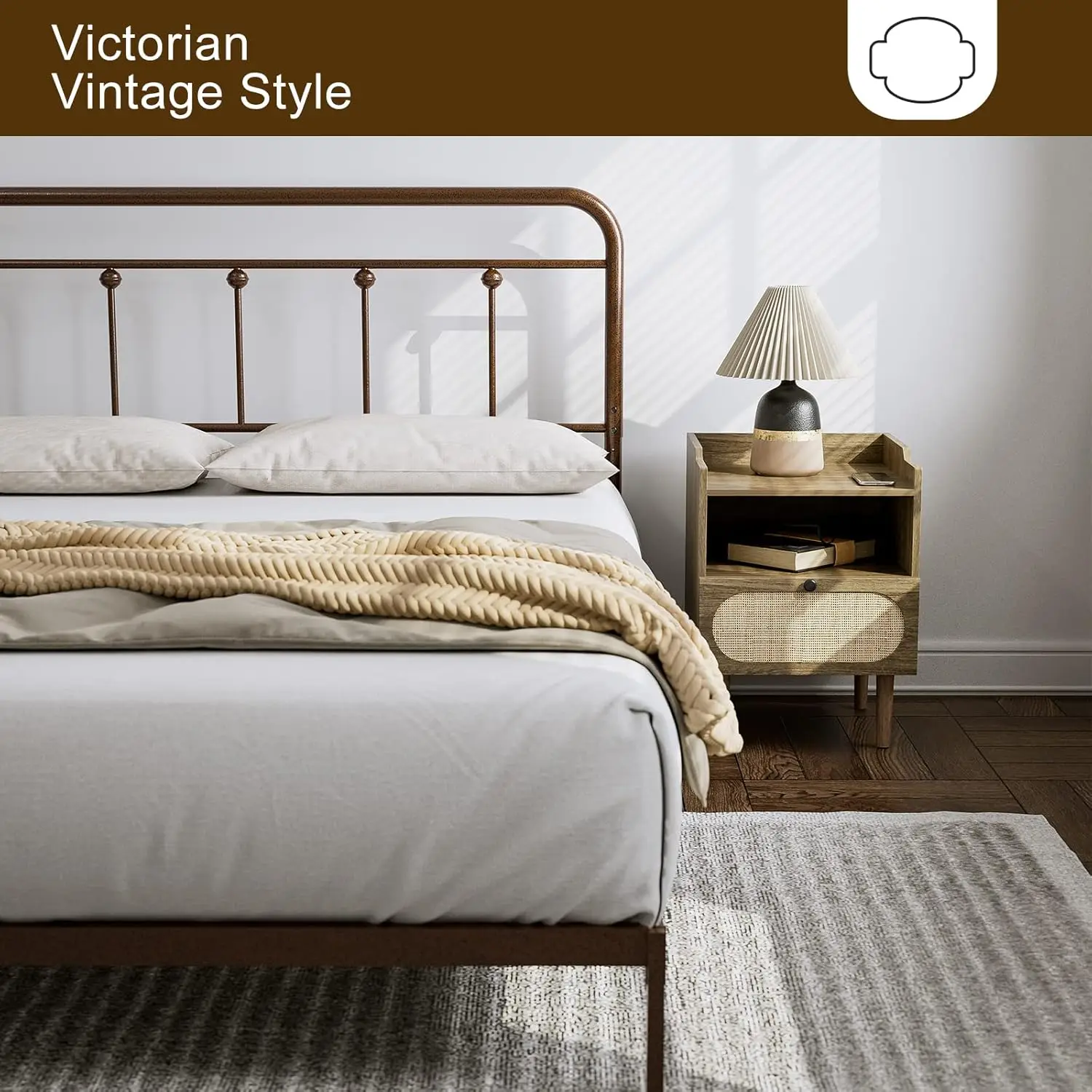 

Metal Full Size Headboard, Adjustable Height, Farmhouse Victorian Style, Easy Assembly, Steel Headboard Only for Bedroom