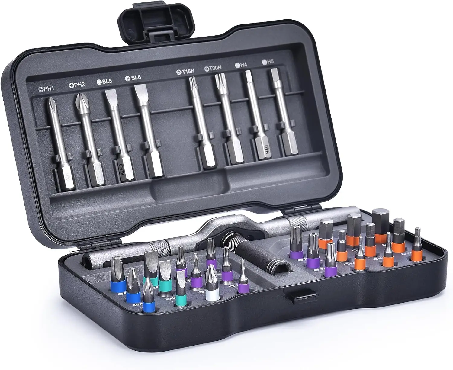 

34-in-1 Magnetic Screwdriver Set with Ratchet, 32 Bits, Portable Repair Tool for Electronics & DIY