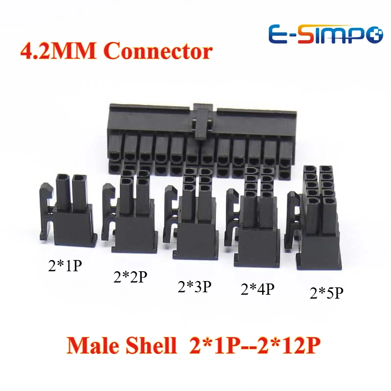 

10PCS 4.2mm 5557-R 5557 Black Automotive Connector Male Plug Housing 2P 4P 6P 8P-24Pin for PC/Computer Graphics Card PCI-E Power