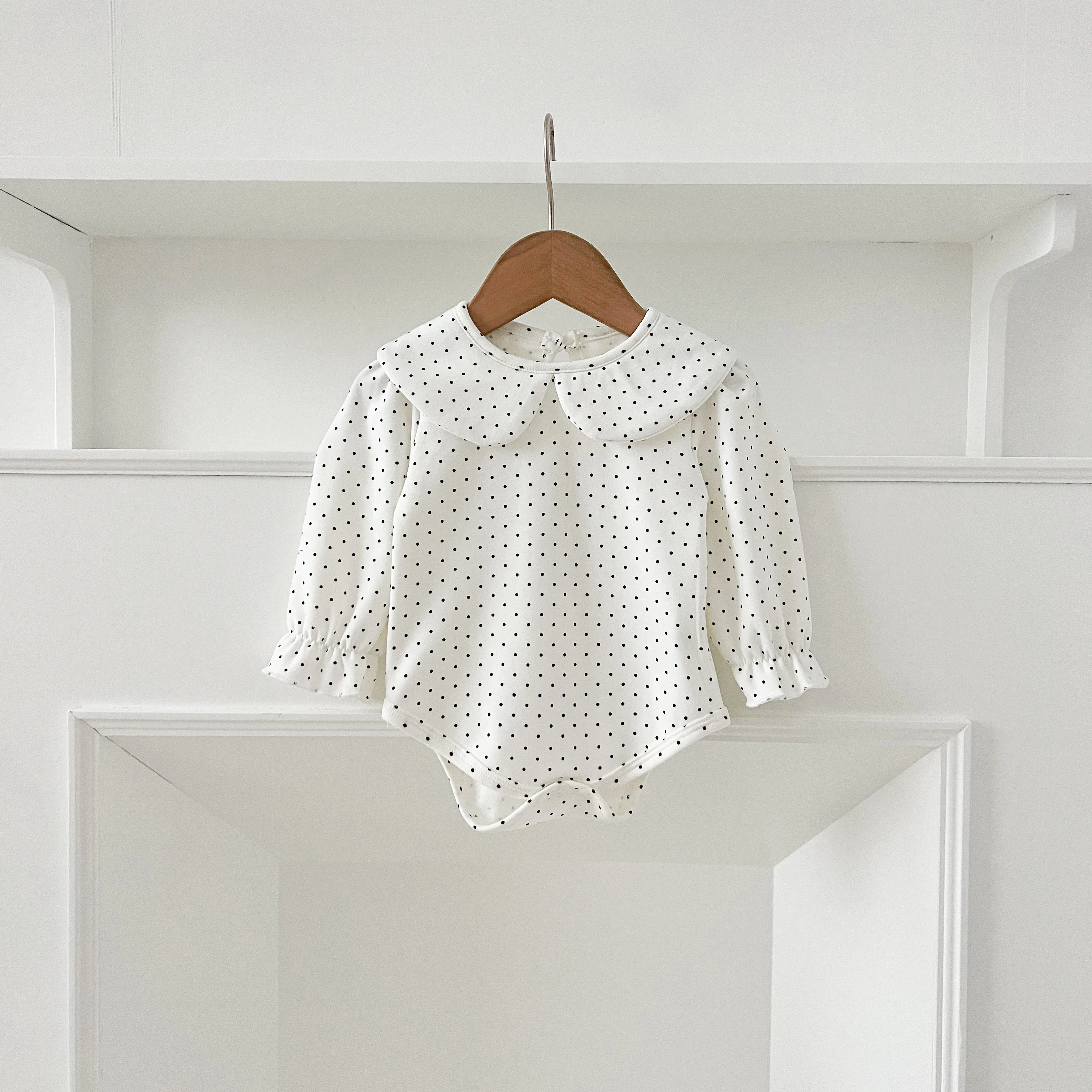 Herbst 0-24M Baby Mädchen Kleidung Kleinkind Baby Jungen Mädchen Strampler Weiß Infant Baby Mädchen Overall Frühling blume Punkte Baumwolle Strampler – Detail 9
