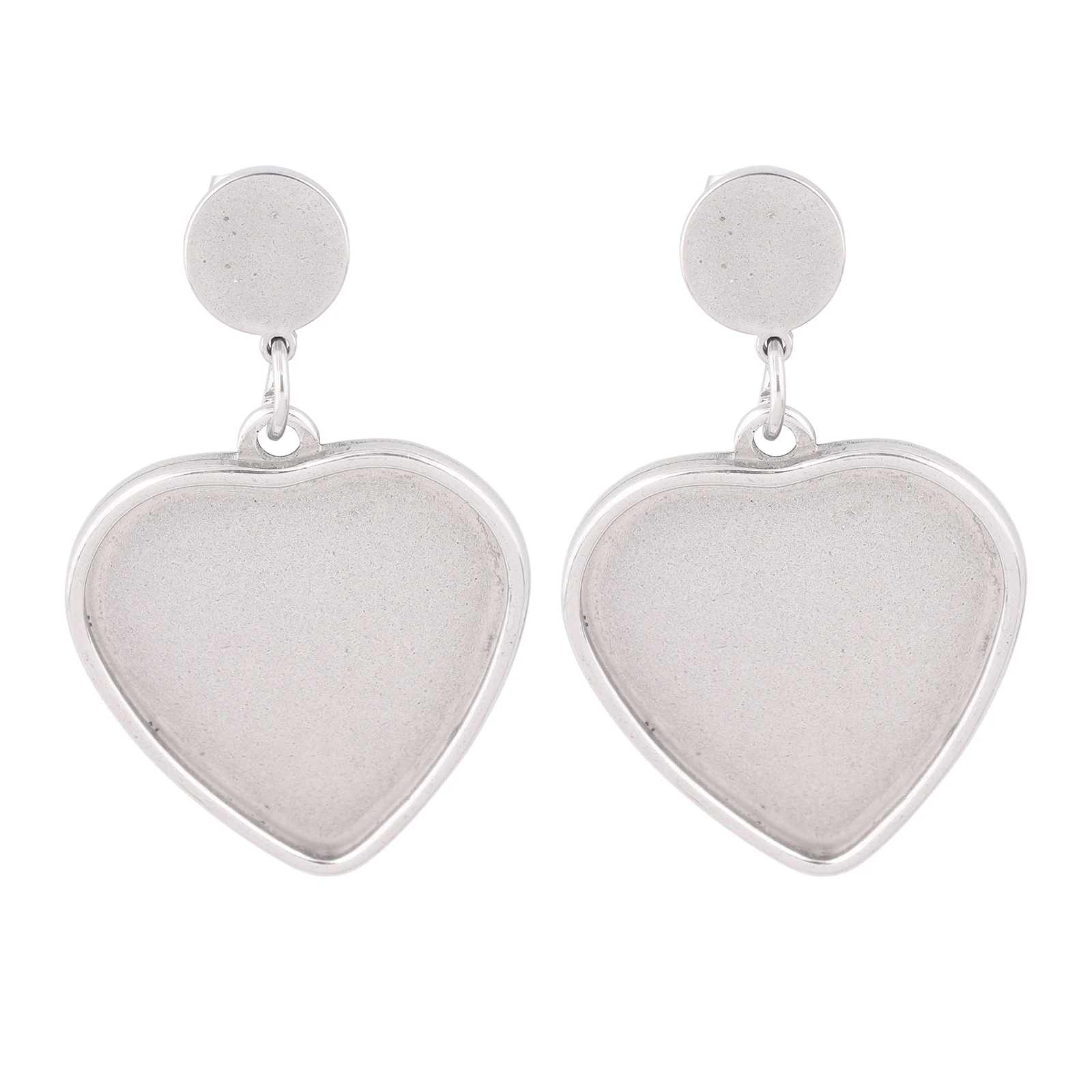 

10pcs Stainless Steel Fit 20mm Heart Cabochon Earring Base Setting Blanks Diy Post Earrings Studs Findings For Jewelry Making