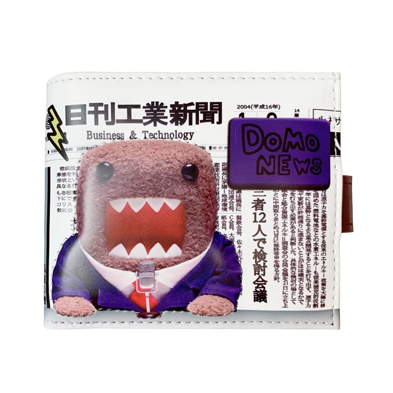Śliczny portfel Domo Kun Torebka skórzana Małe krótkie portfele dla kobiet Mężczyźni Kreskówka Anime 3D Kawaii Torebki Klipsy na pieniądze Torba