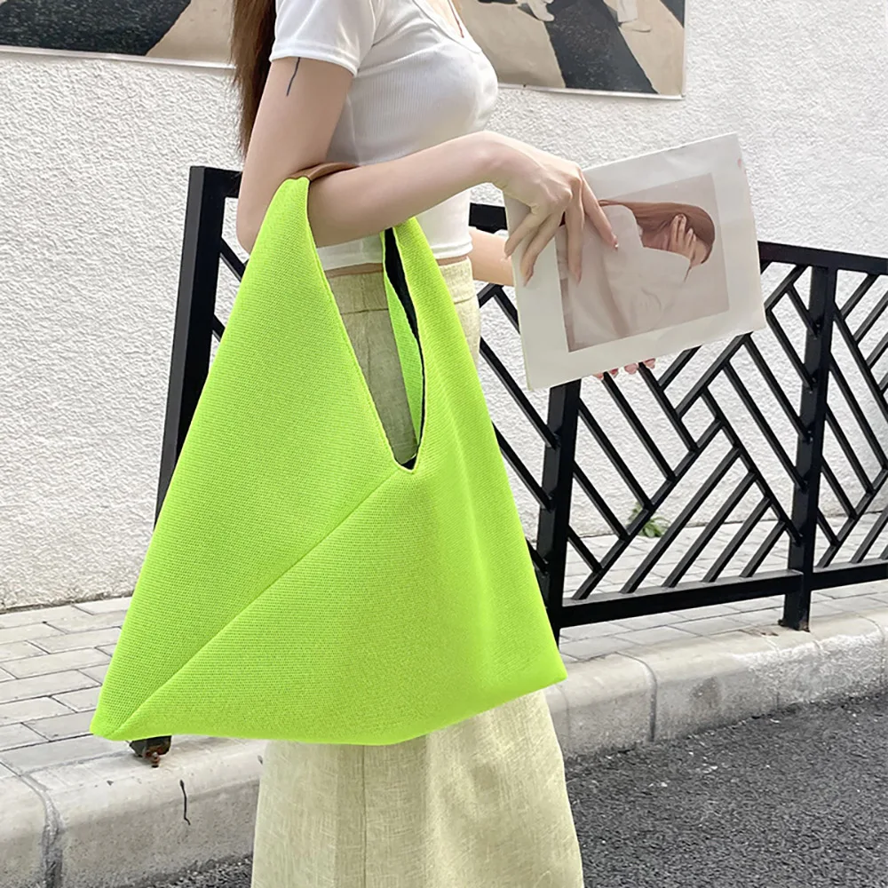 Trendy Design Dreieckigen Tote für Frauen Mode Große Kapazität Feste Leinwand Schulter Taschen Weibliche Einkaufen Handtaschen