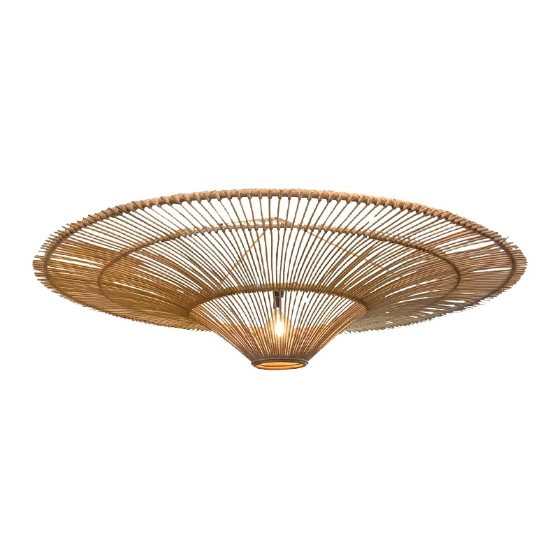 New Rattan Pendant Light Vintage Design Luminaire Retro Home Decor Rattan Lamp Chandeliers for Restaurant Dining Room Decoration