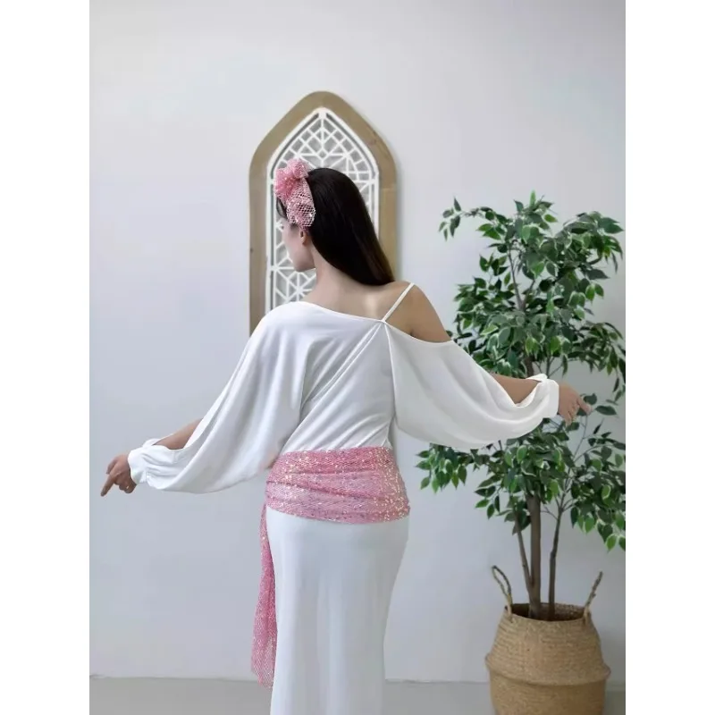 Costumi di danza del ventre personalizzati Abito BALADI Set di spettacoli popolari egiziani Foulard con cintura