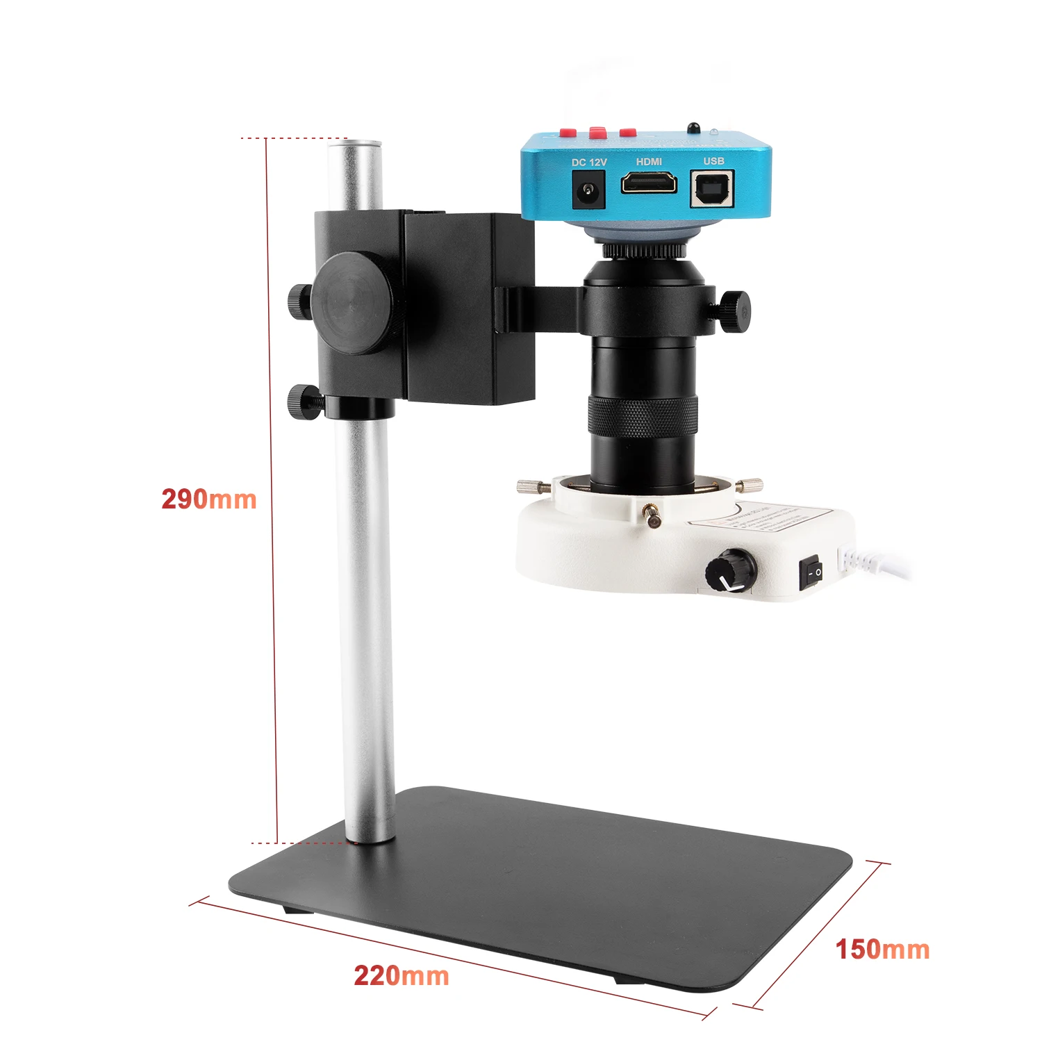 Elettronica microscopio digitale per saldatura Sony Imx291 sensore HDMI USB Camera 1-130X Zoom Lens LED Light staffa regolabile