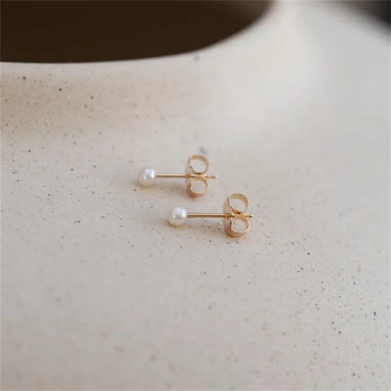 14K Gold Filled Small Pearl Studs Earrings Tarnish Resistant Earring Dainty Jewelry Earrings For Women Simple Waterproof Jewelry