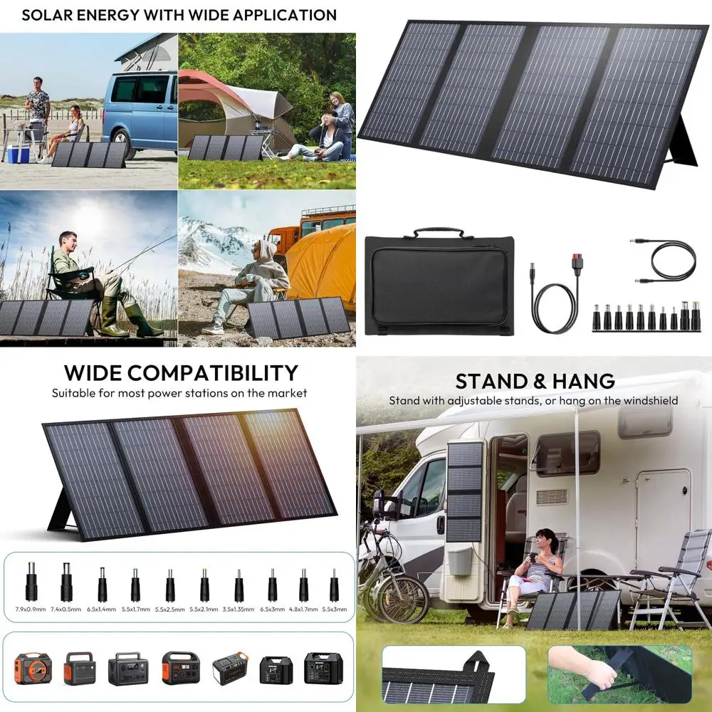 

Portable 60W Solar Panel Power Station with Adjustable Stands, 18V DC Output, USB 3.0 & Type-C Ports for Camping and Travel