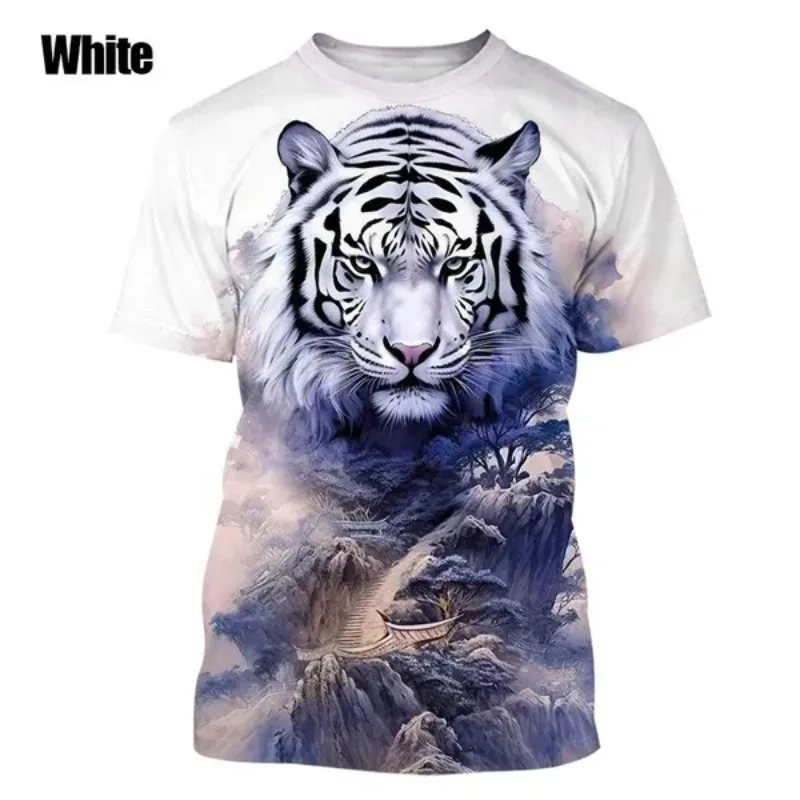 Animal Tiger 3d Printed T-shirt Men's Personality Summer Tops Casual Tees Harajuku Streetwear T-shirt Men's Clothing Cosplay