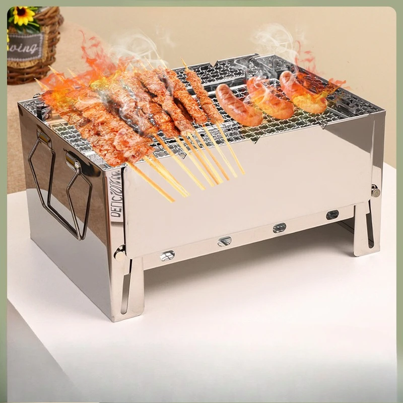 

Portable Outdoor Camping Stove Foldable Fire Pit Charcoal Grill Wood Burning Stove