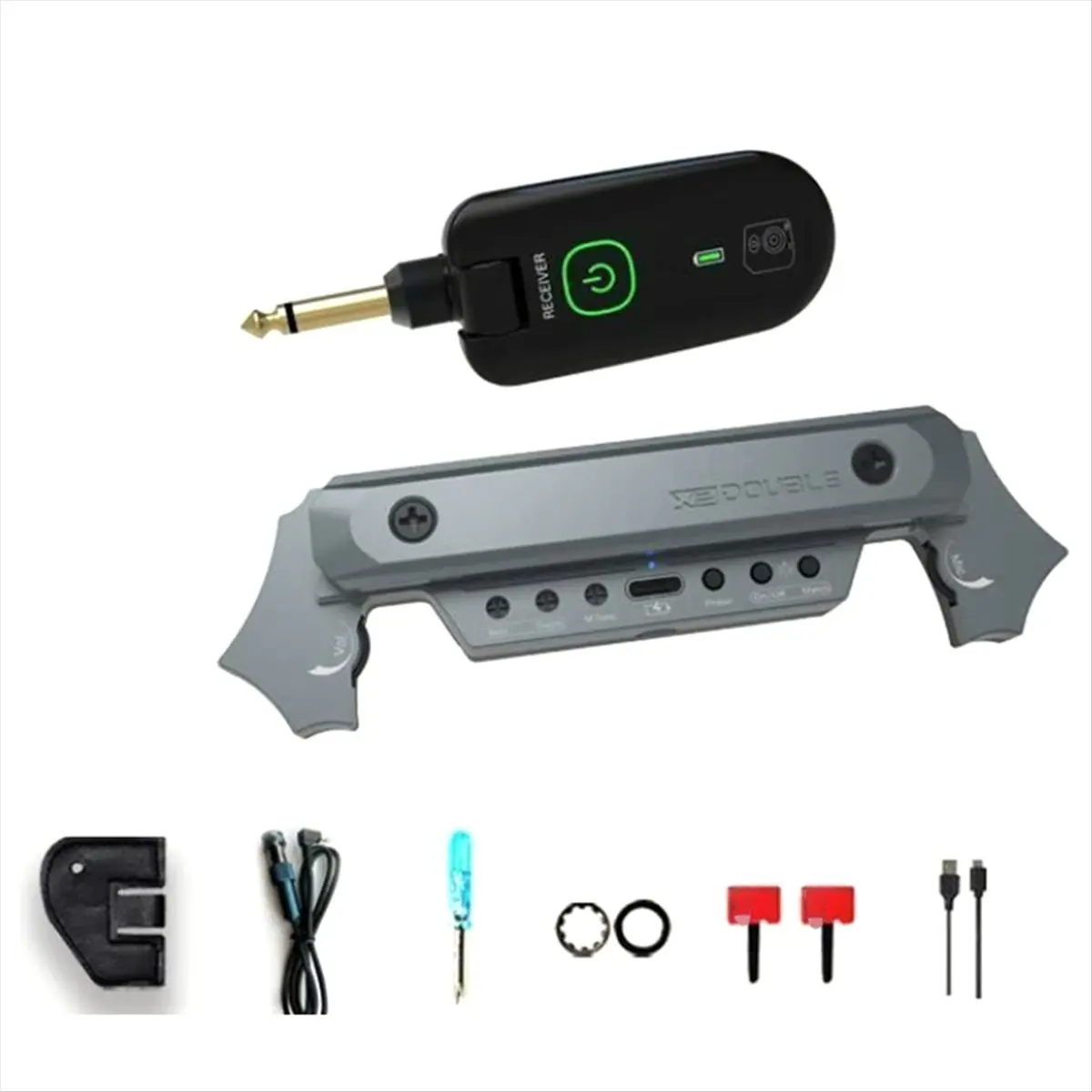 ▶✔▃AC1476-DOUBLE X2 Wireless Soundhole Pickup with Receiver Microphone 30M Transmission for 80-120mm Sound-Hole Acoustic Guitar