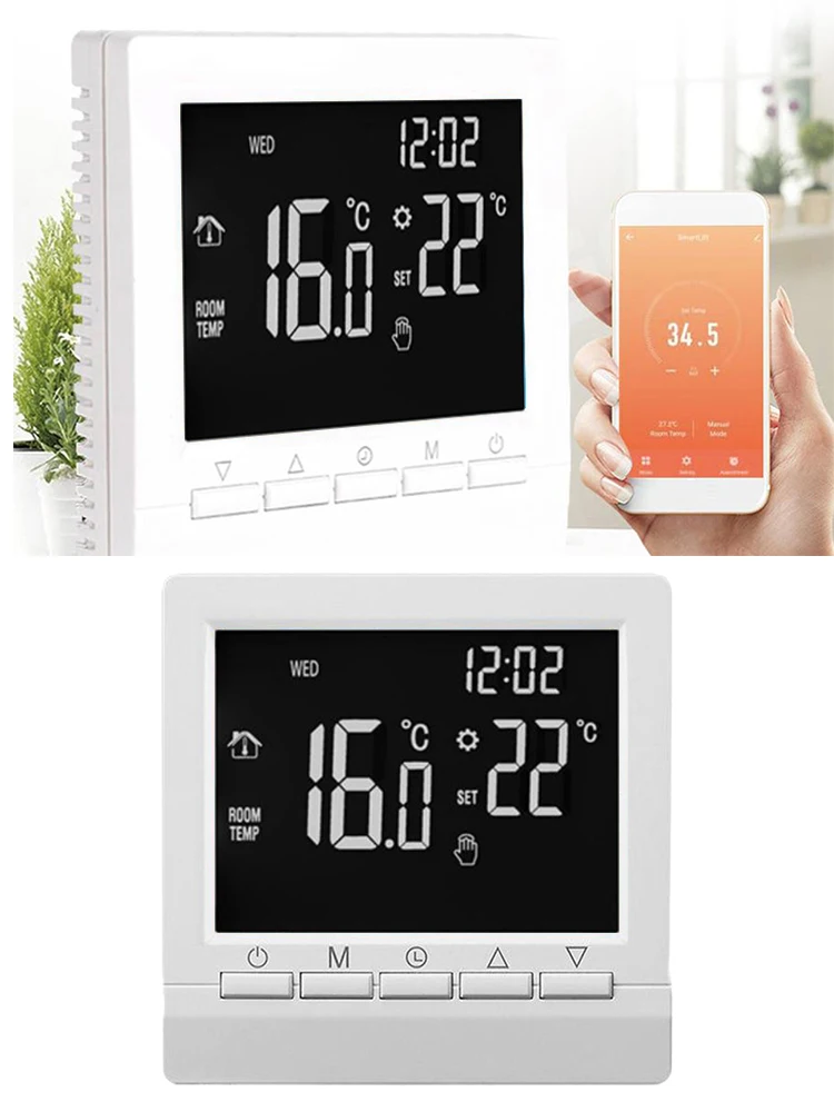 For Tuya Wifi Programmable Smart Thermostat Wall-mounted Boiler Controller 110-230V AC 50/60HZ 5-90℃Thermostat Household