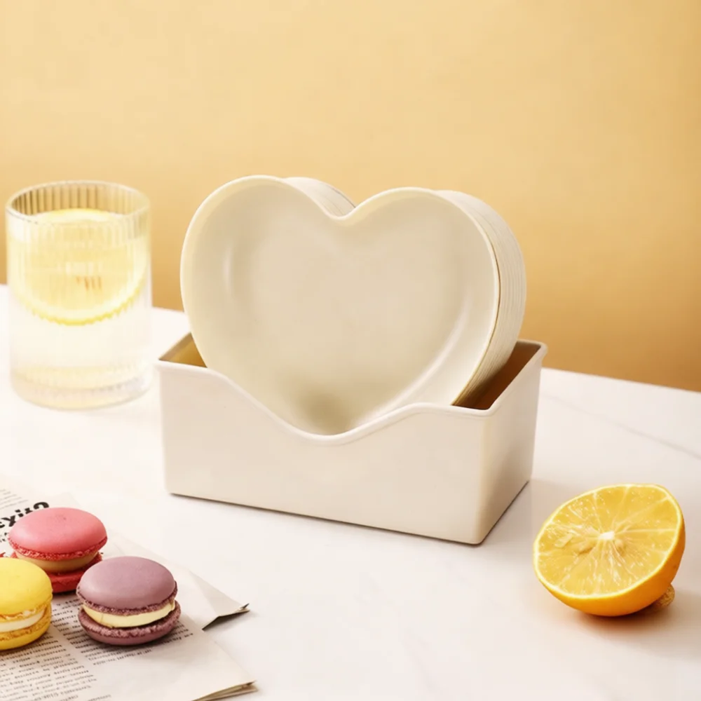 Heart Style Snack Tray Plastic Bone Dish Desktop Organizer Home Kitchen Tableware Plate For Fruit Food Serving