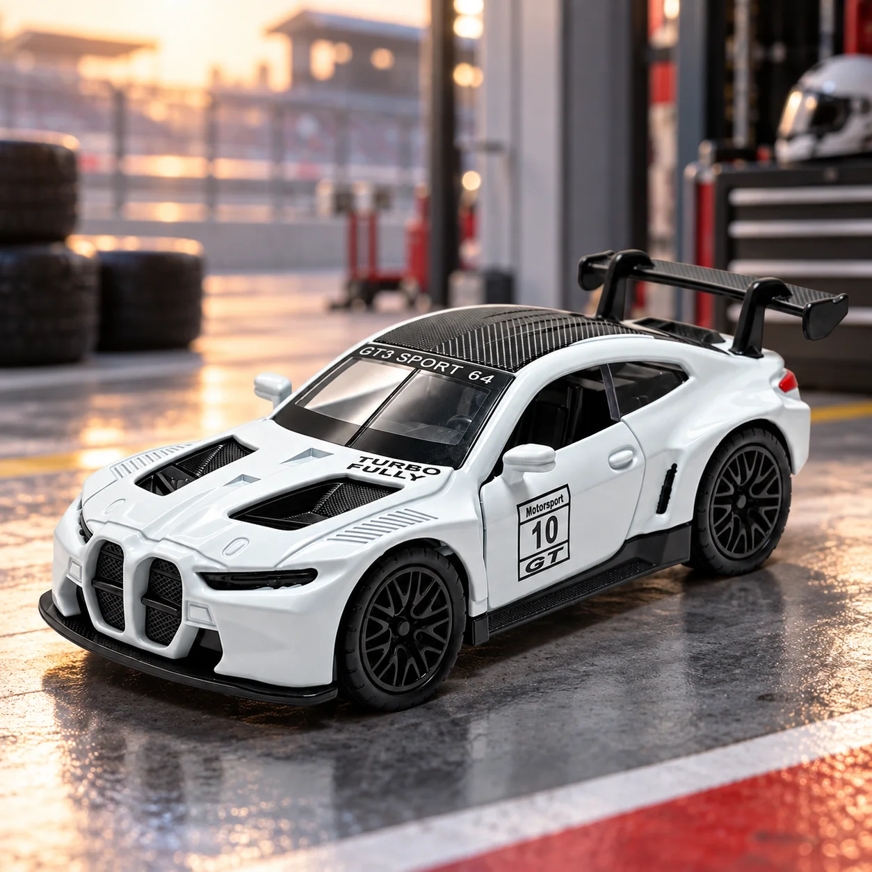 (Corrugated box) 1/43 scale, Alloy Motorsport Racing Car style toy car, powerful spring, metal casting, the best gift.
