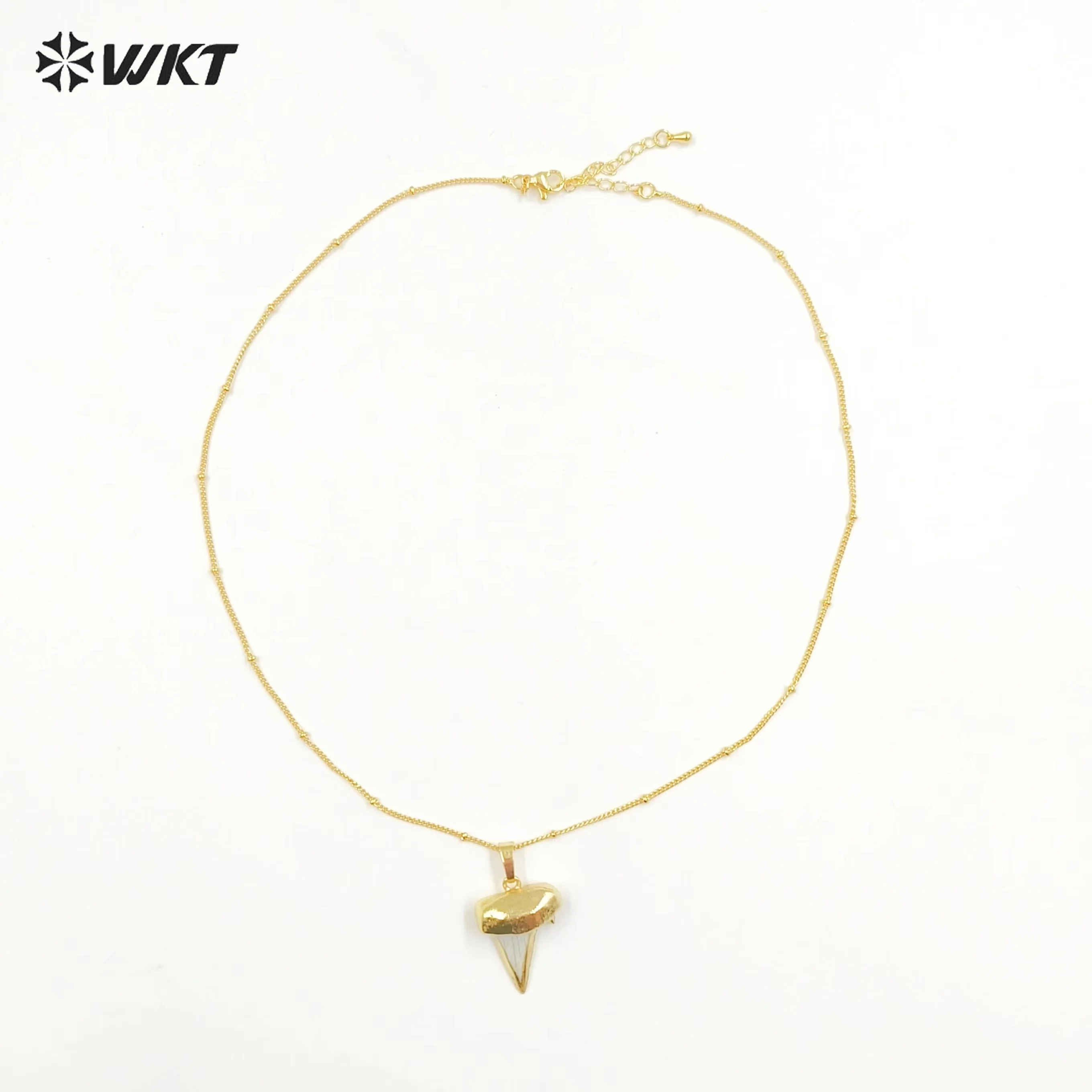 WT-N757 New Arrival Fashioinable Unique Artificial Specimen Tooth Shape Unise  Shell Necklace 18inch Long For Engagement